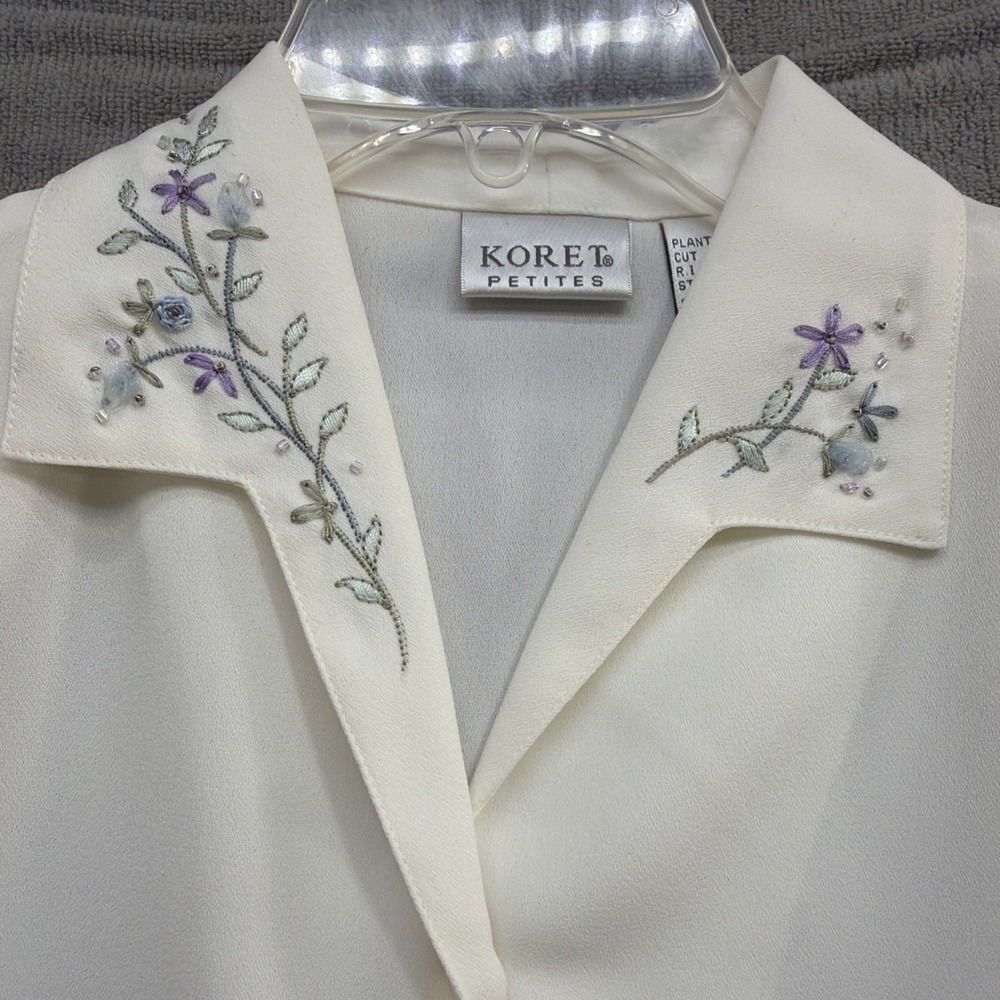 Koret Petites Blouse White Minimalist Career‎ Office Long Sleeve Top 6